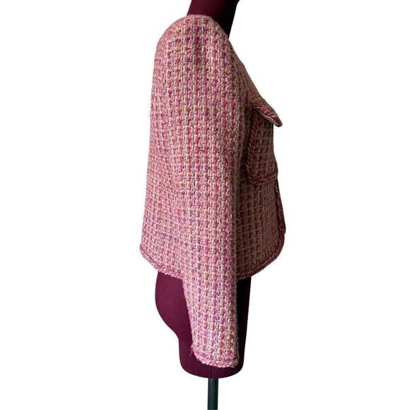 By Anthropologie Slim Tweed Jacket Pink size S Blazer - Picture 14 of 15